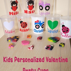 Valentines Cups, Valentines Cups With Lid & Straw, Kids Valentines