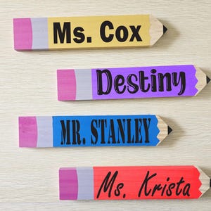 Back to School Personalized Teacher Gifts Pencil Name Plate Gift for Teacher Teacher Appreciation Gift Teacher Wood Sign Classroom Decor