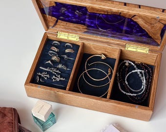 Personalized Jewelry Box for Her, Handmade Wooden Keepsake Box, Anniversary Gift for Wife, Custom Engraved Jewelry Box