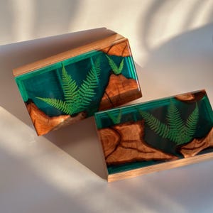 Big Green Jewelry Box with Compartments, Jewelry Organizer With Lid, Custom Mystery Box from Wood and Epoxy Resin, Personalized Keepsake Box