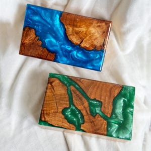 Decorative Jewelry Box with Engraving, Jewelry Organizer, Custom Mystery Box from Wood and Epoxy Resin, Personalized Keepsake Memory Box