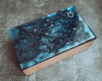 Zodiac Mystery Schmuckschatulle, personalisieren Halskette Organizer für Frau, Gothic dekorative Box, Geschenk für sie, einzigartige Geschenkidee für Freundin