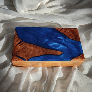 Ice Blue Schmuckschatulle mit Personalisierung, Schmuckschatulle für Frauen, große Schmuckschatulle, kundenspezifische Schmuckschatulle, Schmuckschatulle mit Epoxidharz