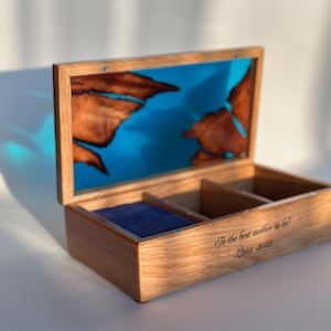 Big Jewelry Box with Compartments, Jewelry Organizer With Lid, Custom Mystery Box from Wood and Epoxy Resin, Personalized Keepsake Box