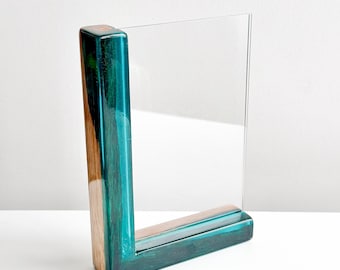Doppelter Holz Epoxy-Fotorahmen, personalisierter 4 × 6 Acrylrahmen, moderner Holzbilderrahmen, doppelseitige Anzeige