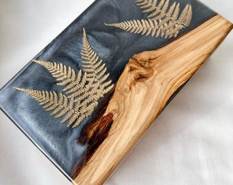 Black Gold Wooden Box for Men, Modern Jewelry Organizer, Large Trinket Box from Wood and Epoxy, Wooden Money Organizer, Unique Mens Gifts