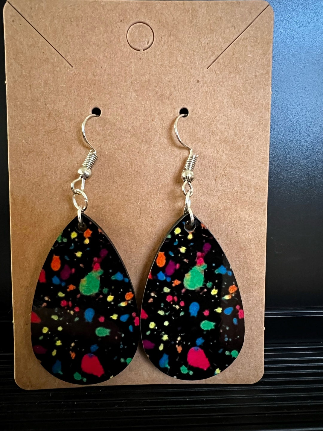 Splatter Teardrop Shaped Sublimation Earrings - Etsy