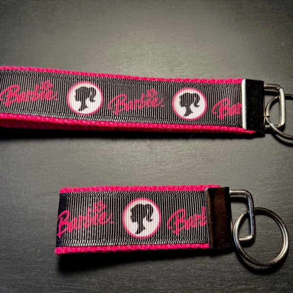 Barbie themed ribbon Wristlet Key Fob, Ribbon Keychain