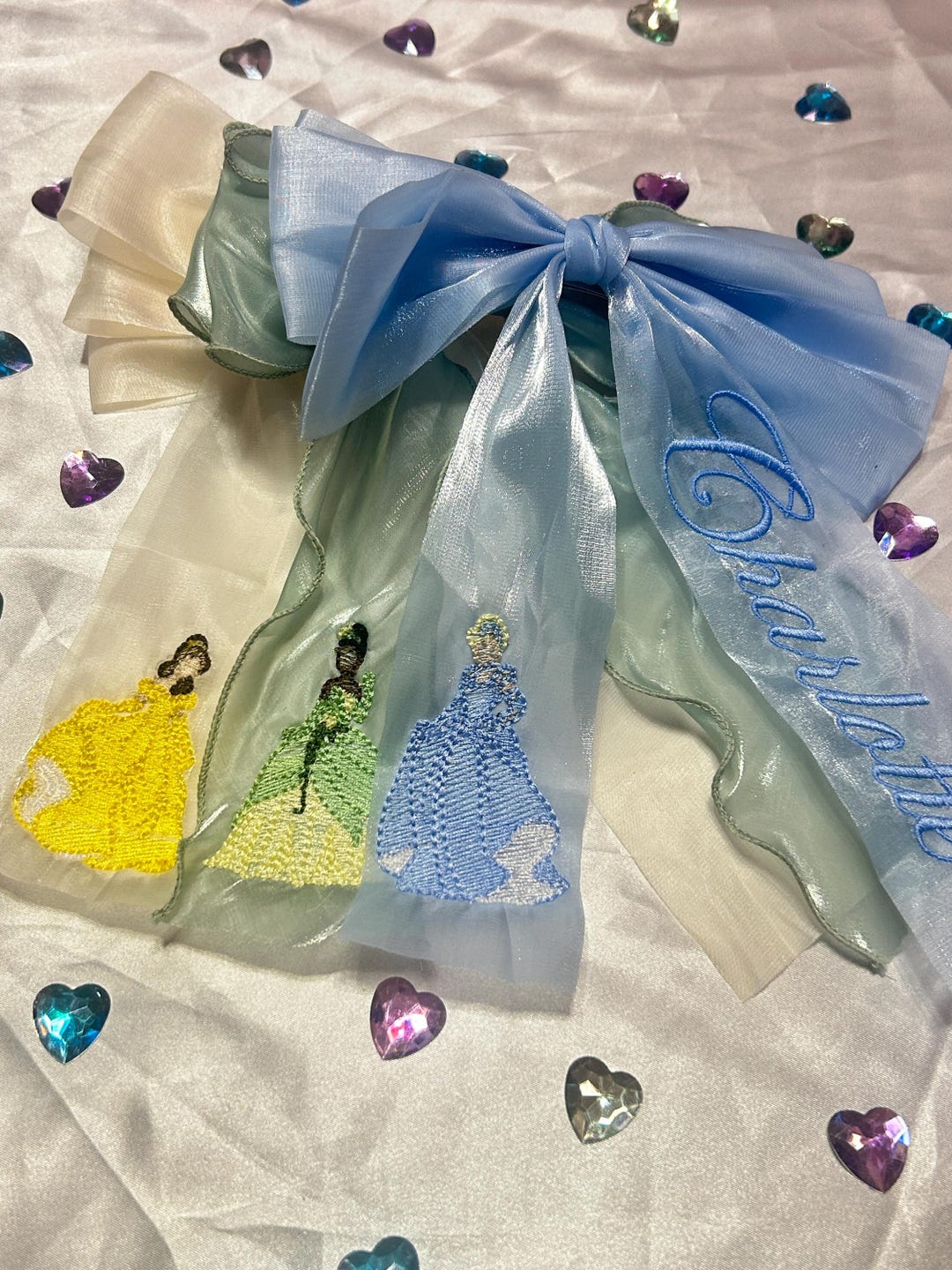 Princess Custom Embroidered Bows - Etsy