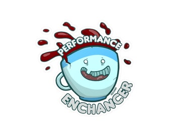 Autocollant en vinyle pour améliorer les performances - Illustration d'une tasse de café