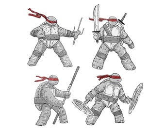 Feuille d'autocollants bandana rouge tortue ninja | Autocollants découpés