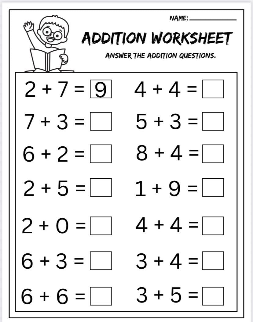 Printable Addition Worksheets for Kids | Kindergarten Math Practice ...