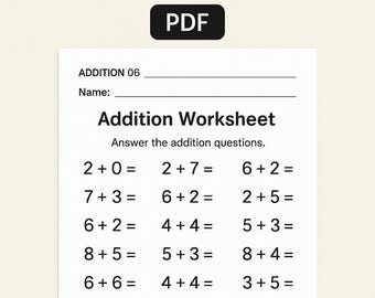 Exercícios de adição para impressão para crianças | Prática de matemática para o jardim de infância | Números para a pré-escola de 0 a 10 | Download em PDF