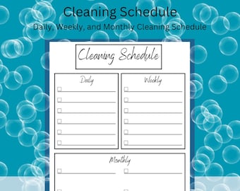 Cleaning Schedule | Daily | Weekly | Monthly | Minimal | Printable