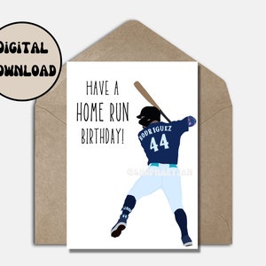 Julio Rodriguez Seattle Mariners thema verjaardag wenskaart, MLB honkbal verjaardagskaart, afdrukbare Instant Digitale Download, maat 5x7in