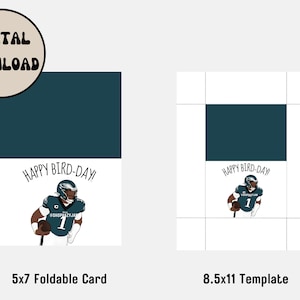Jalen Hurts Birthday Card Greeting Philadelphia Eagles Funny Cartoon