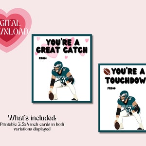 Jason Kelce Philadelphia Eagles Impressão instantânea digital engraçado fofo cartões de dia dos namorados NFL Football impressão e corte para crianças 3,5x4