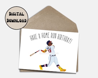 Ronald Acuna Jr. Atlanta Braves Themed Birthday Greeting Card, MLB Baseball Birthday Card, Printable Instant Digital Download, Size 5x7in