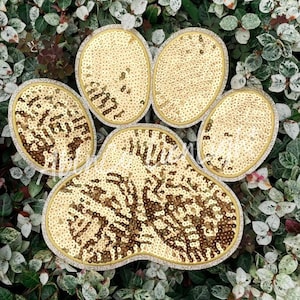 gold paw patch, paw print patch, large patches, chenille patch, sequin patch, game day patch, gold patches, school team, mascot patch shirts