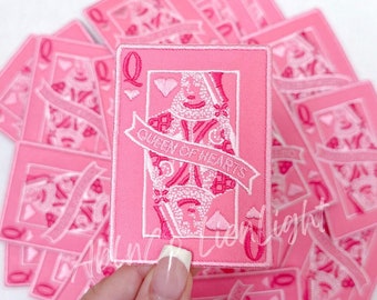 queen of heart patch, queen patch, card patch, pink preppy patch, cowgirl patch, retro patch, trendy patch, trucker hat patch, iron on patch