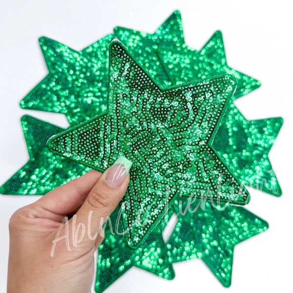 star patch, sequin star patch, small patches, iron on patch, trucker hat patches, jacket patches, book bag patch, green star diy hat patches