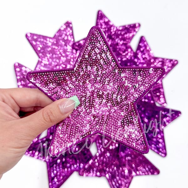 star patch, sequin star patch, small patches, iron on patch, trucker hat patches, jacket patches, book bag patch, purple star diy hat patch