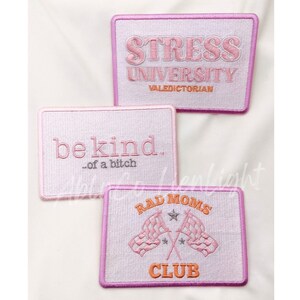 Funny Embroidered Iron On Patch: Pink Preppy Trucker Hat Patches