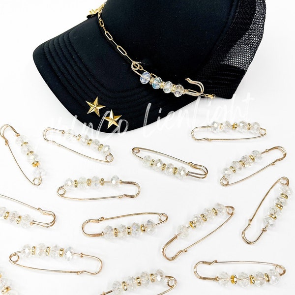 hat pins, trucker hat pins, diamond pin, star safety pin, hat bling, hat accessories, western pin, preppy pin, hat charms, patches for hat