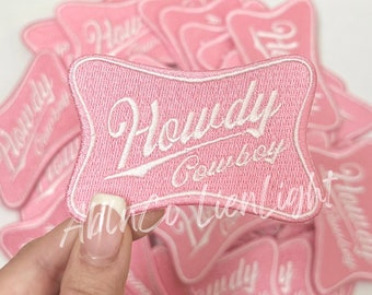 howdy cowboy patch, preppy pink patch, hat patch, rodeo patch, cowgirl patch, western patch, trendy patch, patch for hats, iron on patch