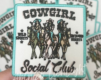 cowgirl patch, turquoise patch, trucker hat patch, rodeo patch, cowboy, western patch, trendy patch, patch for hats, iron on patch, DIY hat