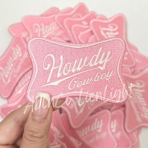 howdy cowboy patch, preppy pink patch, hat patch, rodeo patch, cowgirl patch, western patch, trendy patch, patch for hats, iron on patch