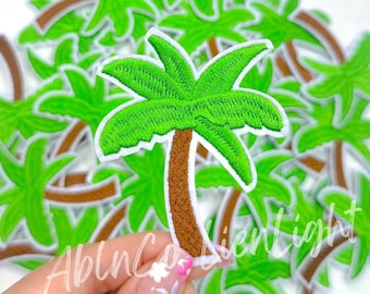 Palm Tree Patch: Chenille Summer Iron-On Patch (2.24”)
