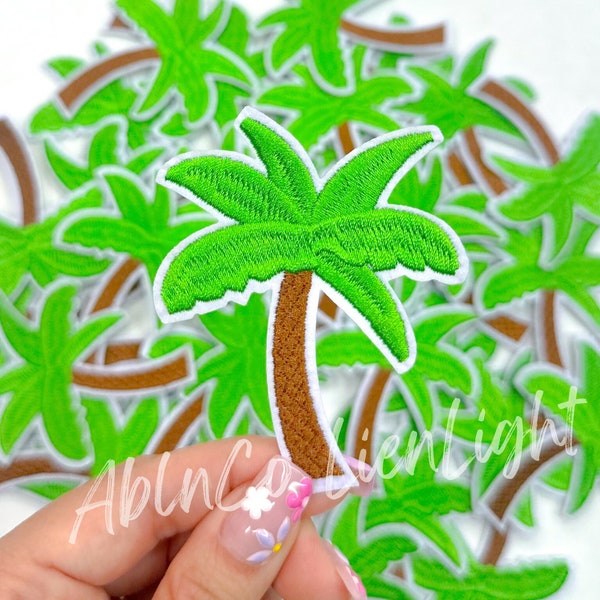 Palm Tree Patch: Chenille Summer Iron-On Patch (2.24”)