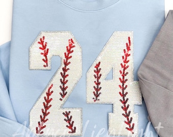 Large Sequin Baseball Number Patch: Game Day Shirt Patch (9" H)