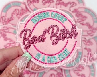 Pink Bad Bitch Chenille Glitter Patch
