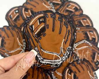 baseball glove mitt patch, baseball hat patches, small patch iron on, trucker hat patches, game day patch, baseball ballpark mom, diy hat