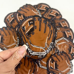 baseball glove mitt patch, baseball hat patches, small patch iron on, trucker hat patches, game day patch, baseball ballpark mom, diy hat