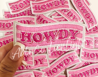 Howdy Patch: Pink Cowgirl Iron-On Embroidery Patch