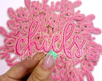 letter iron on patch, chiefs patch, trucker hat patches, preppy pink patch, custom team patch, game day patch, mascot patch, patches for hat