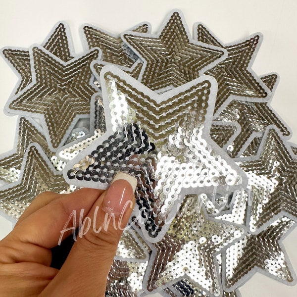 star patch, sequin star patch, silver star patch, trucker hat patches  small star patches, patches for hat, game day patch, retro patch, diy