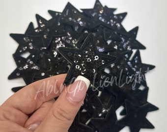 black star patch, sequin star patch, small star patch, iron on patch, trucker hat patches, trendy patch, preppy patch, retro patch, diy bag
