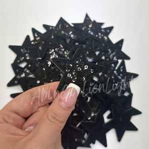 black star patch, sequin star patch, small star patch, iron on patch, trucker hat patches, trendy patch, preppy patch, retro patch, diy bag