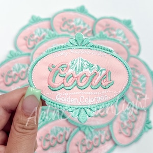 Coors patch, pink Coors patch iron on, turquoise patch, trucker hat patches, embroidery patch, preppy patch, cowgirl patch, western patch