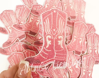 Boot patch, pink boot patch, iron on patch, preppy patch, cowgirl patch, western patch, trendy patch, hat patches, embroidery patch, cowboy