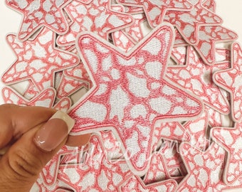 Pink Cowgirl Star Patch: Embroidered Iron-On Applique (3")