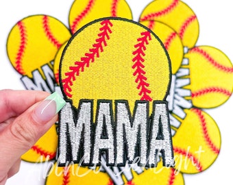 Softball Mama Patch: Embroidered Iron-On Patch for Trucker Hat
