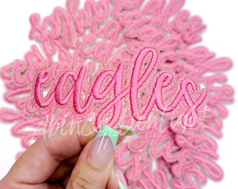 letter iron on patch, eagles patch, trucker hat patches, preppy pink patch, custom team patch, game day patch, mascot patch, patches for hat