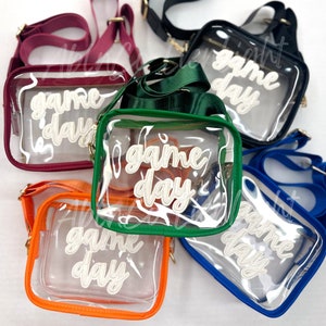 custom stadium bag, clear stadium bag, concert clear bag, game day bag, clear crossbody purse, college stadium bag, game day patch clear bag