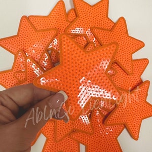star patch, sequin star patch, orange star patch, small star patch, trucker hat patch, patches for hat, game day patch, retro patch, diy hat