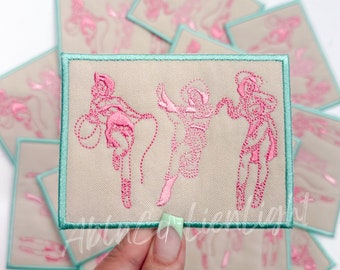 Cowgirl Chenille Patch: Turquoise Western Rodeo Iron-On